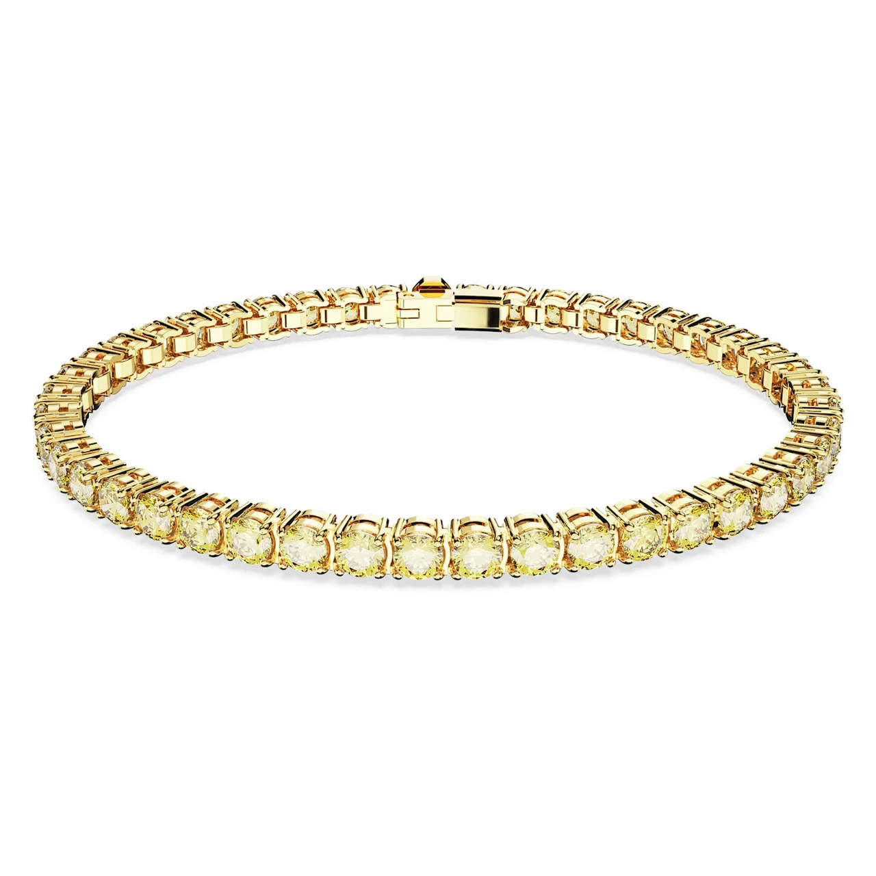 Matrix Tennis Bracelet, Round Cut, Small, Yellow, Gold-Tone Plated 5648933 (Size M) | Swarovski 3 Matrix Tennis Bracelet, Round Cut, Small, Yellow, Gold-Tone Plated 5648933 (Size M) | Swarovski