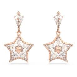 Stella Drop Earrings, Kite Cut, Star, White, Rose Gold-Tone Plated 5645466 | Swarovski