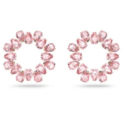 Millenia Hoop Earrings Pear Cut Crystals, Pink, Rose-Gold Tone Plated 5614932 | Swarovski