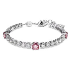 Matrix Tennis Bracelet, Mixed Cuts, Pink, Rhodium Plated 5666421 | Swarovski