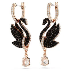 Swan Drop Earrings, Black, Rose Gold-Tone Plated 5678047 | Swarovski -SWAROVSKI shop 18d55e1a a8be 5911 b1e8 757fb142a361 88139.1703666154