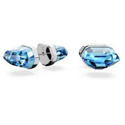 Lucent Stud Earrings, Blue, Rhodium Plated 5626606 | Swarovski