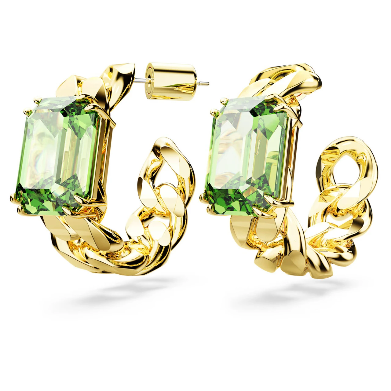 Millenia Hoop Earrings, Octagon Cut, Green, Gold-Tone Plated 5671253 | Swarovski 5 Millenia Hoop Earrings, Octagon Cut, Green, Gold-Tone Plated 5671253 | Swarovski - Image 3