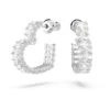 Matrix Hoop Earrings Heart, Small, White, Rhodium Plated 5653170 | Swarovski