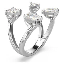 Mesmera Open Ring, Mixed Cuts, White, Silver-Tone Finish 5661704 (Size 55/M/7) | Swarovski