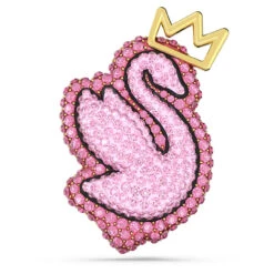 Pop Swan Brooch, Swan, Pink, Gold-Tone Plated 5662243 | Swarovski