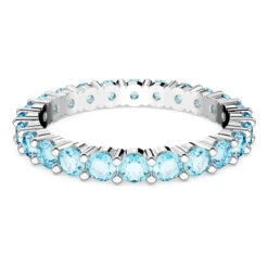 Swarovski Matrix Ring, Round Cut, Blue, Rhodium Plated 5658669 (Size 55/M/7)