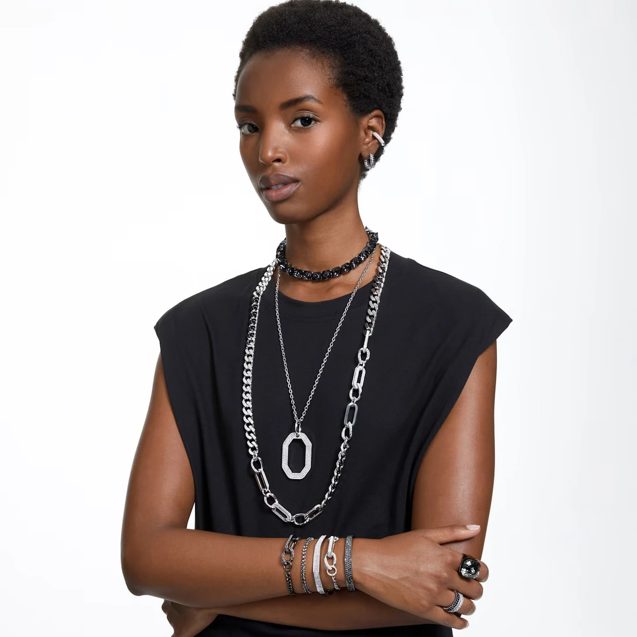 Swarovski Dextera Pendant Octagon Shape, White, Rhodium Plated 5642388 9 Swarovski Dextera Pendant Octagon Shape, White, Rhodium Plated 5642388 - Image 7