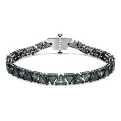 Matrix Bracelet, Triangle Cut, Black, Ruthenium Plated 5666162 | Swarovski