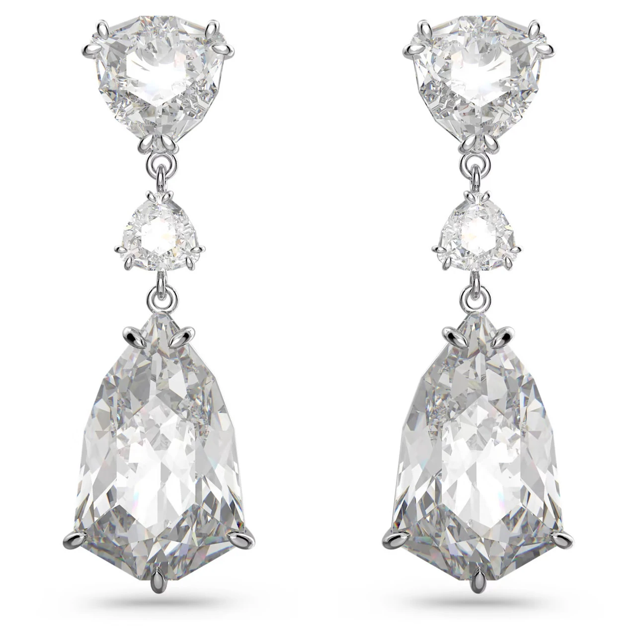 Mesmera Drop Earrings Mixed Cuts, White, Rhodium Plated 5652038 | Swarovski 3 Mesmera Drop Earrings Mixed Cuts, White, Rhodium Plated 5652038 | Swarovski