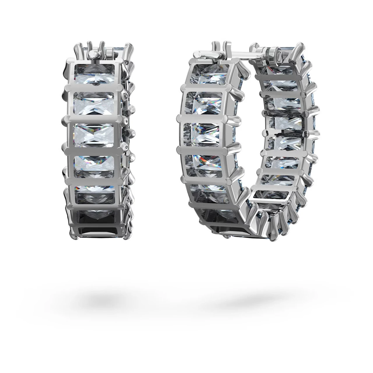 Matrix Hoop Earrings, Baguette Cut, Gray, Ruthenium Plated 5658650 | Swarovski 6 Matrix Hoop Earrings, Baguette Cut, Gray, Ruthenium Plated 5658650 | Swarovski - Image 4
