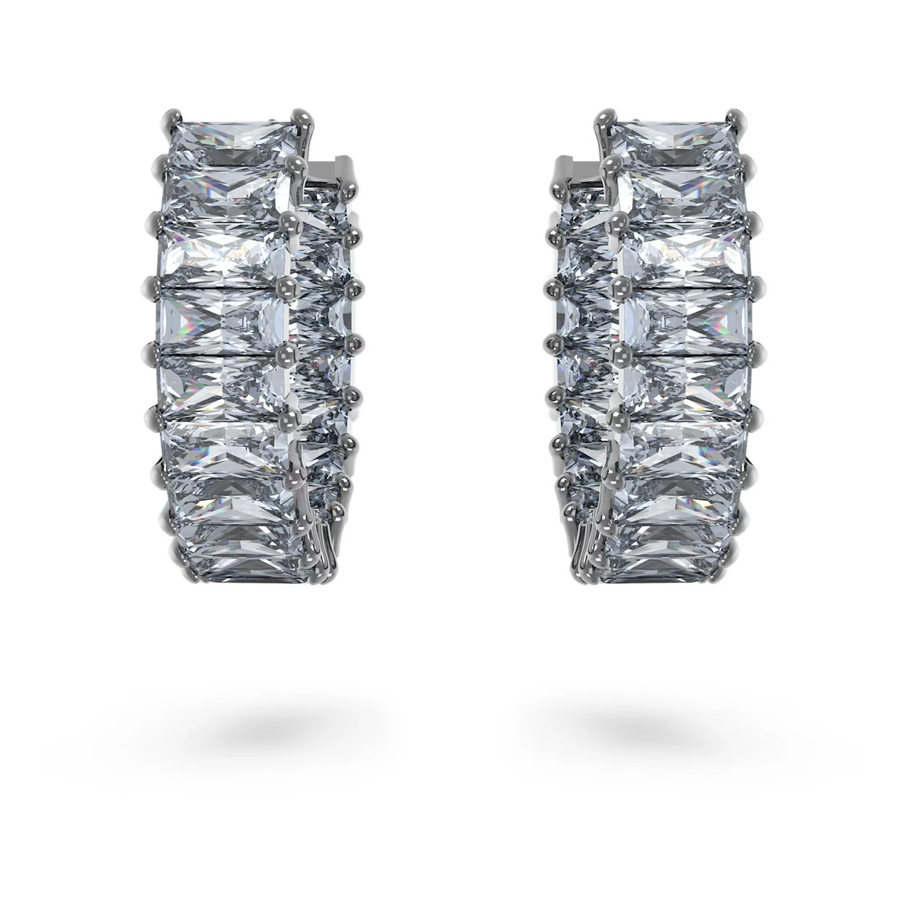 Matrix Hoop Earrings, Baguette Cut, Gray, Ruthenium Plated 5658650 | Swarovski 4 Matrix Hoop Earrings, Baguette Cut, Gray, Ruthenium Plated 5658650 | Swarovski - Image 2