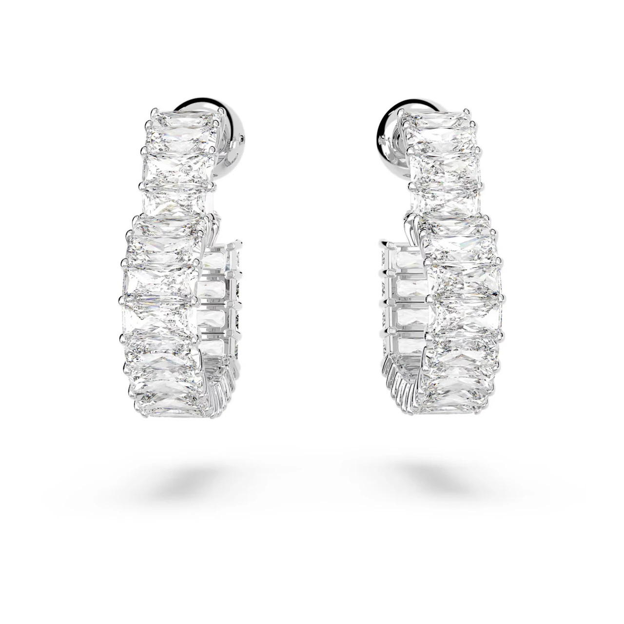 Matrix Hoop Earrings Heart, Small, White, Rhodium Plated 5653170 | Swarovski 4 Matrix Hoop Earrings Heart, Small, White, Rhodium Plated 5653170 | Swarovski - Image 2