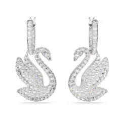 Iconic Swan Drop Earrings Swan, White, Rhodium Plated 5647545 | Swarovski -SWAROVSKI shop 89373a67 8064 572a 8058 513105c48443 58435.1674085361
