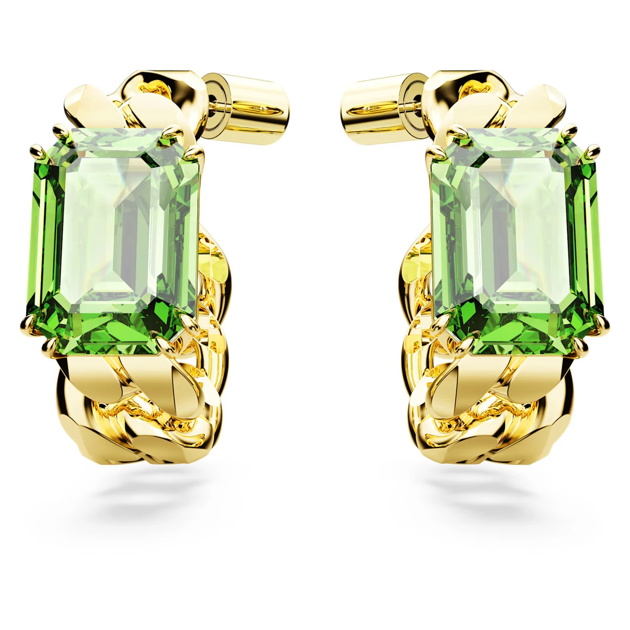 Millenia Hoop Earrings, Octagon Cut, Green, Gold-Tone Plated 5671253 | Swarovski 4 Millenia Hoop Earrings, Octagon Cut, Green, Gold-Tone Plated 5671253 | Swarovski - Image 2