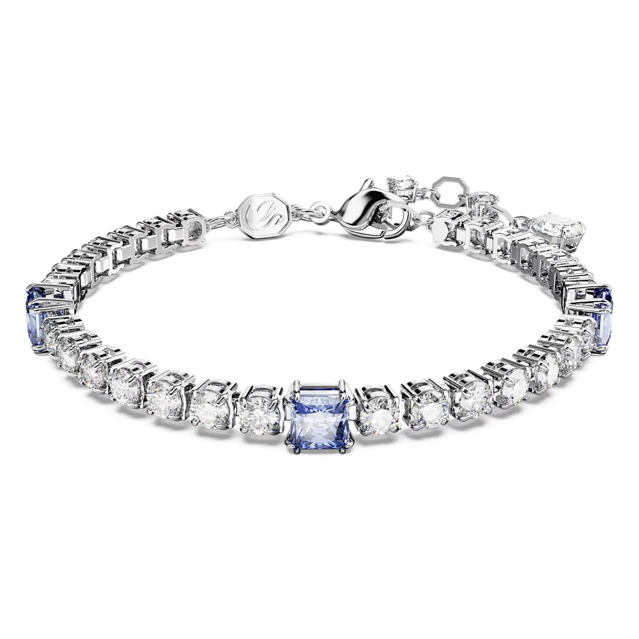 Matrix Tennis Bracelet, Mixed Cuts, Blue, Rhodium Plated 5666426 | Swarovski 3 Matrix Tennis Bracelet, Mixed Cuts, Blue, Rhodium Plated 5666426 | Swarovski