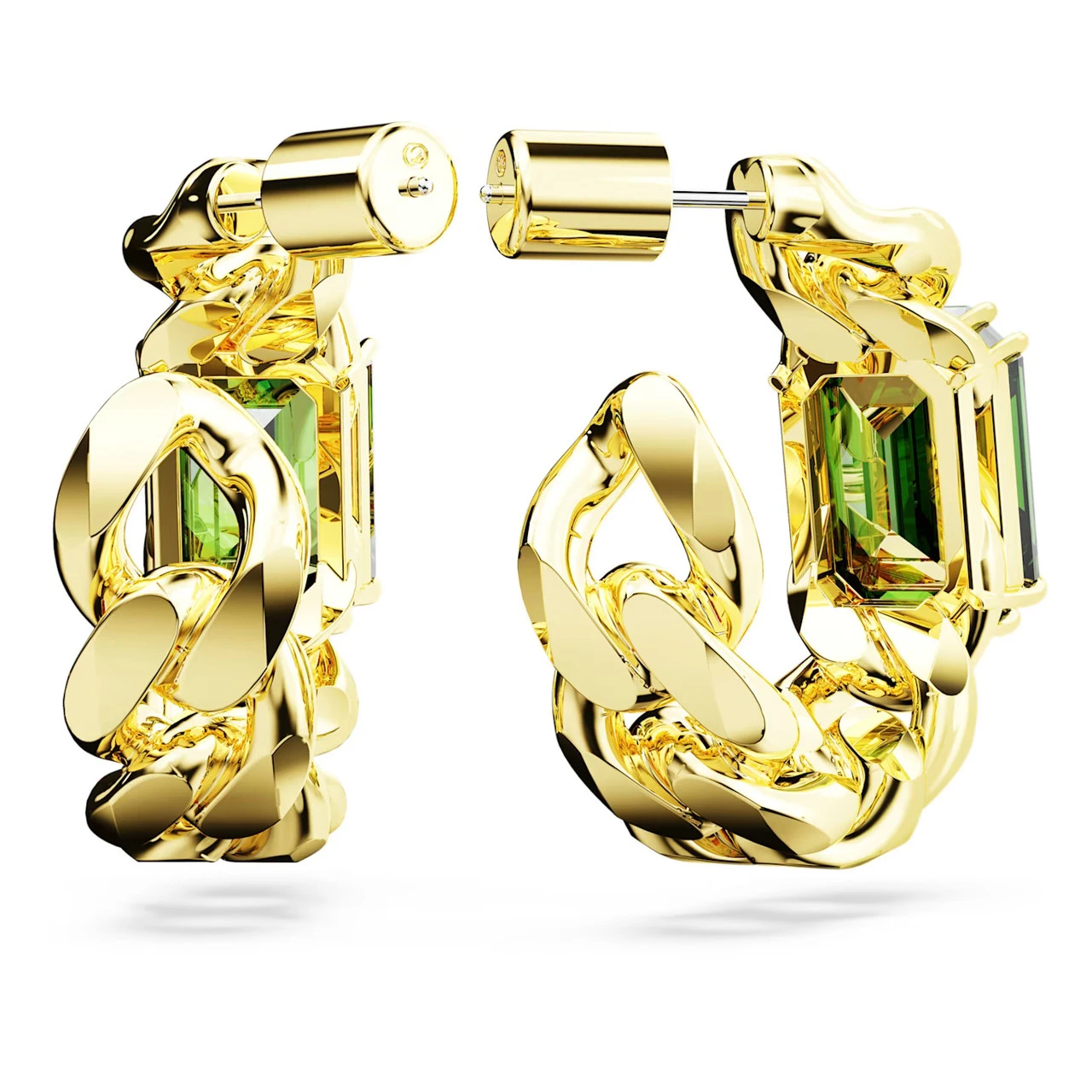 Millenia Hoop Earrings, Octagon Cut, Green, Gold-Tone Plated 5671253 | Swarovski 6 Millenia Hoop Earrings, Octagon Cut, Green, Gold-Tone Plated 5671253 | Swarovski - Image 4