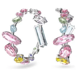 Swarovski Gema Hoop Earrings Mixed Cuts, Multicolored, Rhodium Plated 5613737