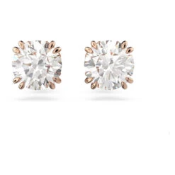 Constella Stud Earrings, Round Cut, White, Rose Gold-Tone Plated 5638801 | Swarovski