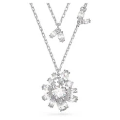 Swarovski Gema Layered Necklace, Flower, White, Rhodium Plated 5644658
