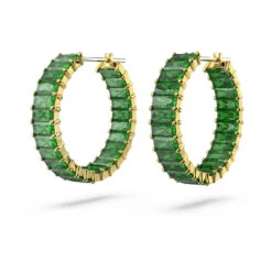 Matrix Hoop Earrings, Baguette Cut, Green, Gold-Tone Plated 5658651 | Swarovski -SWAROVSKI shop c85d4b3e 9ba2 53a2 a76e 2528fbe81cbe 05504.1680503722