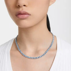 Matrix Tennis Necklace, Round Cut, Medium, Blue, Rhodium Plated 5661187 | Swarovski -SWAROVSKI shop cf6ed95b ff34 585d 96c2 3320e50ffd48 77670.1681320237