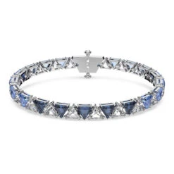 Swarovski Ortyx Bracelet Triangle Cut, Blue, Rhodium Plated 5614925