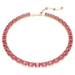Millenia Necklace, Octagon Cut, Pink, Gold-Tone Plated 5683429 | Swarovski