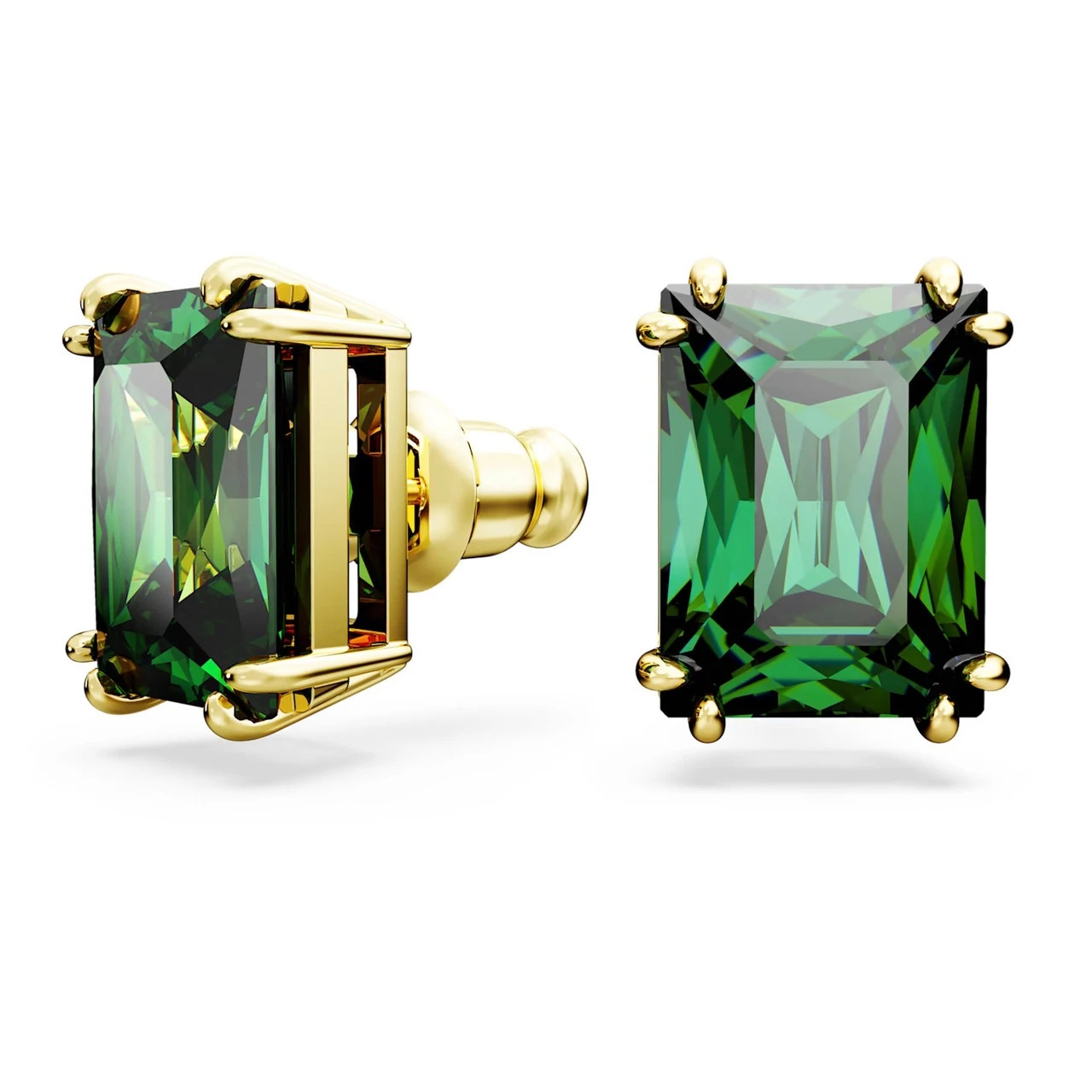 Matrix Stud Earrings, Rectangular Cut, Green, Gold-Tone Plated 5677142 | Swarovski 4 Matrix Stud Earrings, Rectangular Cut, Green, Gold-Tone Plated 5677142 | Swarovski - Image 2