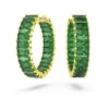 Matrix Hoop Earrings, Baguette Cut, Green, Gold-Tone Plated 5658651 | Swarovski -SWAROVSKI shop f7750b30 a9ba 55d5 98d4 aca56dc9a885 95215.1680503722