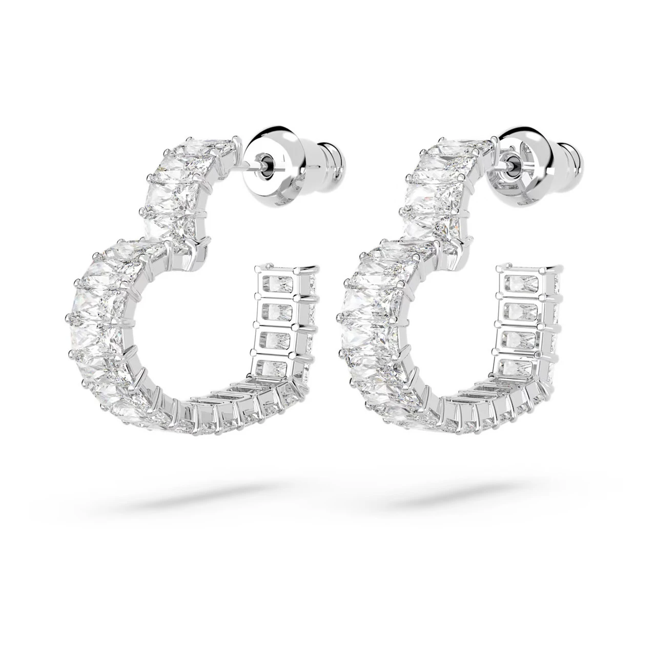Matrix Hoop Earrings Heart, Small, White, Rhodium Plated 5653170 | Swarovski 5 Matrix Hoop Earrings Heart, Small, White, Rhodium Plated 5653170 | Swarovski - Image 3
